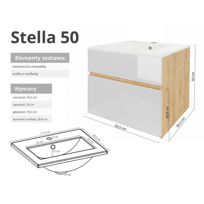 Szafka z umywalką STELLA 50 cm / 80 cm