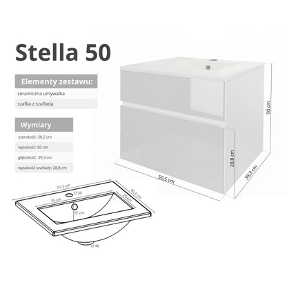 Szafka z umywalką STELLA 50 cm / 80 cm