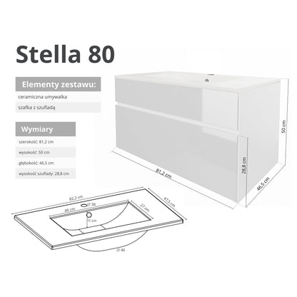 Szafka z umywalką STELLA 50 cm / 80 cm