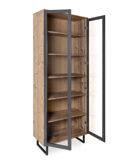 Witryna przeszklona w odcieniu drewna dębowego 79,5 × 40 × 206,4 cm