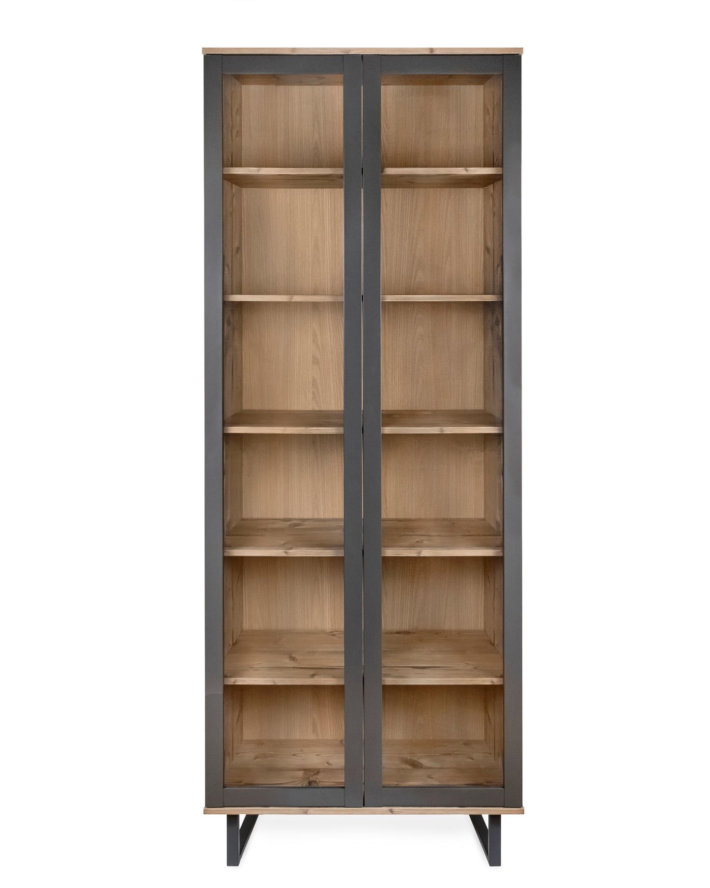 Witryna przeszklona w odcieniu drewna dębowego 79,5 × 40 × 206,4 cm