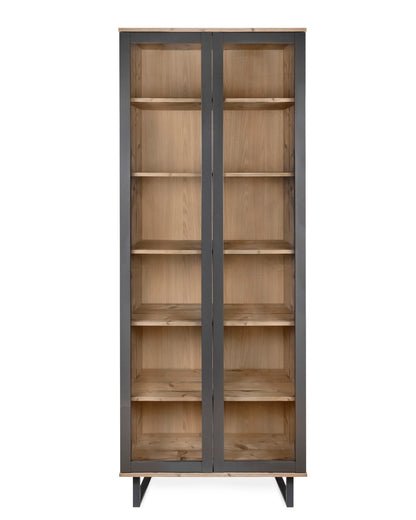 Witryna przeszklona w odcieniu drewna dębowego 79,5 × 40 × 206,4 cm